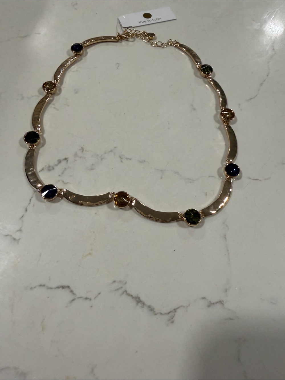 True to Form Gold-Tone Multistone Necklace
